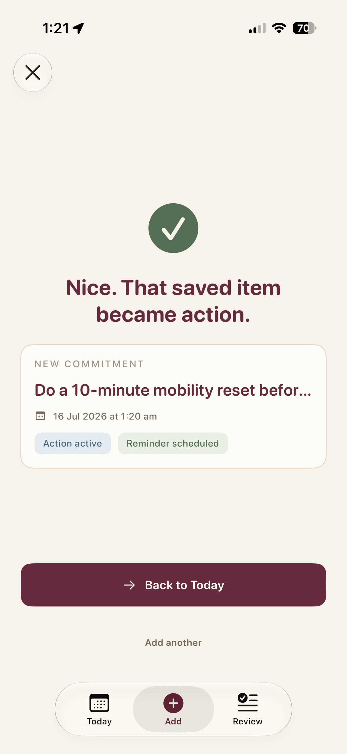 ActuallyTho confirming that a saved mobility video became a scheduled action